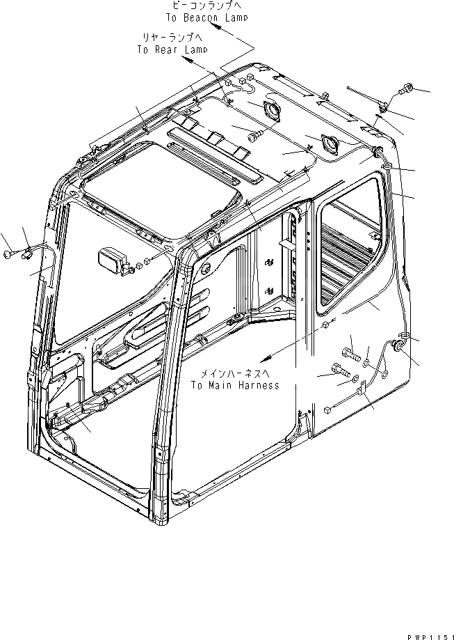 Схема запчастей Komatsu PC300LL-7L - КАБИНА (РАДИО ЭЛЕКТРОПРОВОДКА И ГРОМКОГОВОРИТ.) КАБИНА ОПЕРАТОРА И СИСТЕМА УПРАВЛЕНИЯ