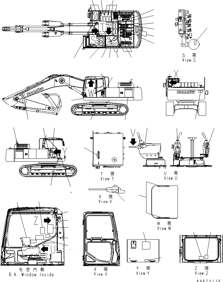 Схема запчастей Komatsu PC300LL-7L - ТАБЛИЧКИ МАРКИРОВКА