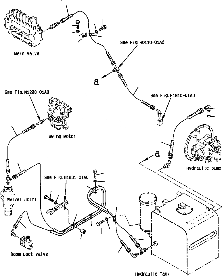 Схема запчастей Komatsu PC300LC-6LC - FIG. H-A ГИДРОЛИНИЯ - ВОЗВРАТН. ЛИНИИ ГИДРАВЛИКА