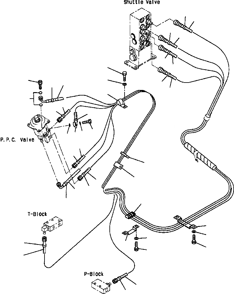 Схема запчастей Komatsu PC300LC-6LC - FIG. K-A РАБОЧАЯ ЛИНИЯ PPC - ПАТРУБКИ ПРАВОЙ СТОЙКИ КАБИНА ОПЕРАТОРА И СИСТЕМА УПРАВЛЕНИЯ