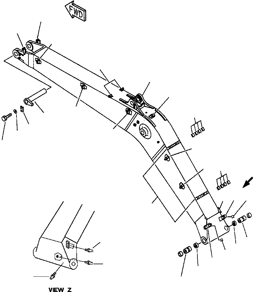 Схема запчастей Komatsu PC300LC-6LC - FIG. T-A СТРЕЛА - СТРЕЛА И ВЕРХН. ПАЛЕЦ С ДОПОЛН. ГИДРОЛИНИЕЙ РАБОЧЕЕ ОБОРУДОВАНИЕ