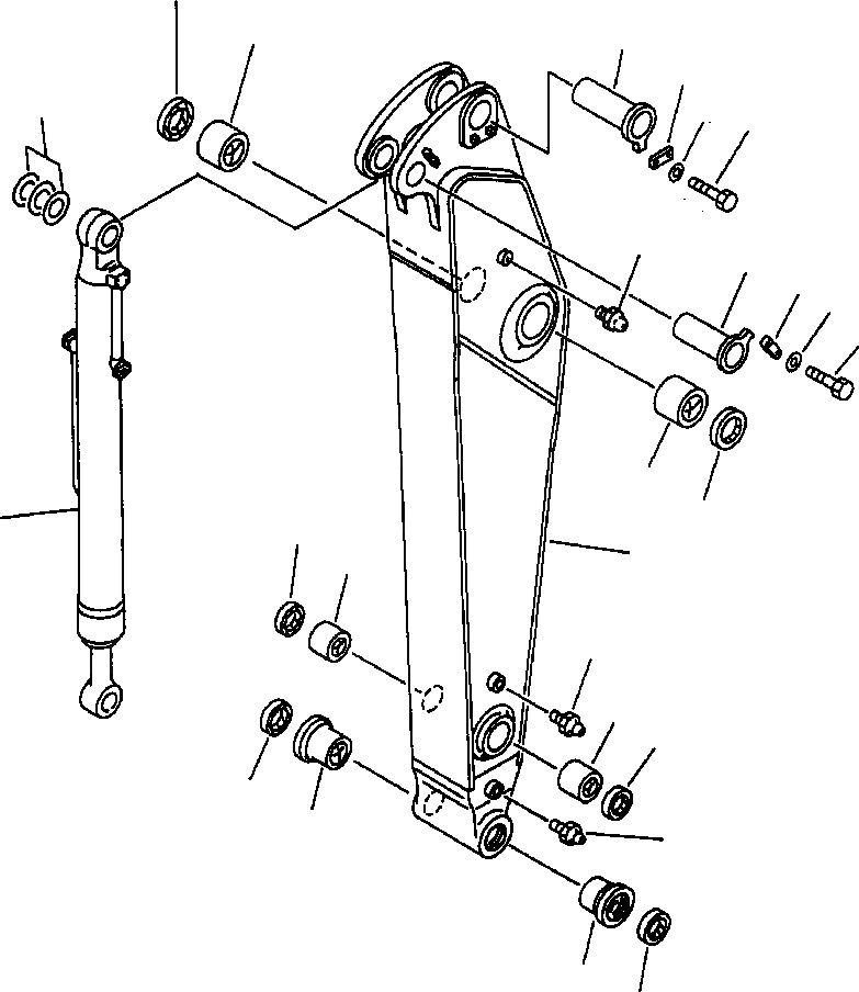 Схема запчастей Komatsu PC300LC-6LC - FIG. T-A РУКОЯТЬ (. M) - РУКОЯТЬ И ЦИЛИНДР КОВША РАБОЧЕЕ ОБОРУДОВАНИЕ