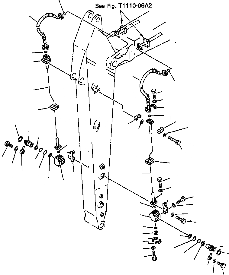 Схема запчастей Komatsu PC300LC-6LC - FIG. T-A РУКОЯТЬ (. M) - ADITIONAL ТРУБЫ РАБОЧЕЕ ОБОРУДОВАНИЕ