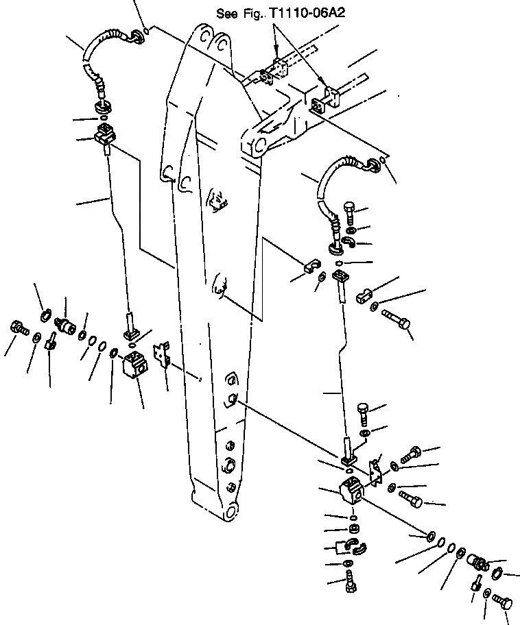 Схема запчастей Komatsu PC300LC-6LC - FIG. T-B РУКОЯТЬ (. M) - ADITIONAL ТРУБЫ РАБОЧЕЕ ОБОРУДОВАНИЕ