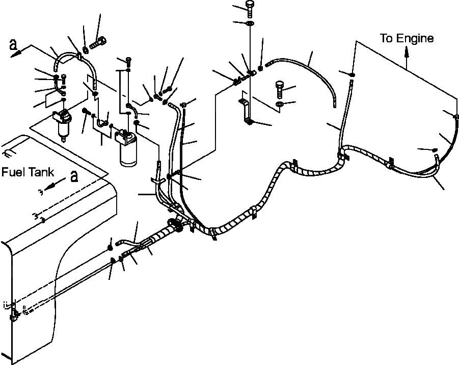 Схема запчастей Komatsu PC300LC-7L - D-B ТОПЛИВНАЯ ЛИНИЯ С ТОПЛИВН. ПРЕФИЛЬТРОМ И ВОДООТДЕЛИТЕЛЕМ заводской номер A88- ТОПЛИВН. БАК. AND КОМПОНЕНТЫ