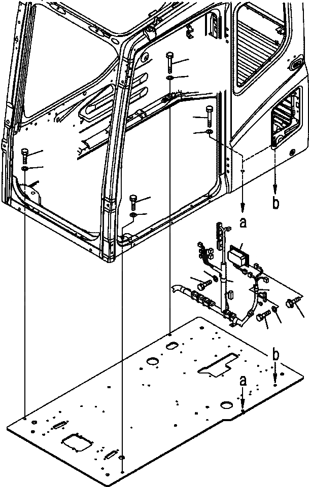 Схема запчастей Komatsu PC300LC-7L - K-A КРЕПЛЕНИЕ КАБИНЫ И 12В КОНВЕРТЕР заводской номер A87- OPERATOR ОБСТАНОВКА И СИСТЕМА УПРАВЛЕНИЯ