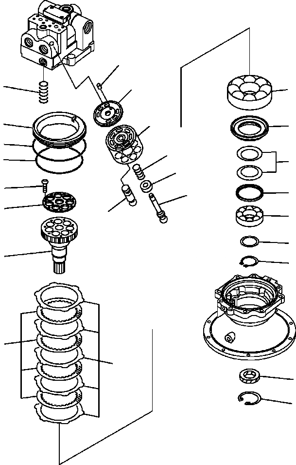 Схема запчастей Komatsu PC300LC-7L - N-A МОТОР ПОВОРОТА ВЕДУЩ. ВАЛ И БЛОК ЦИЛИНДРОВ заводской номер A8-A88 ПОВОРОТН. КРУГ И КОМПОНЕНТЫ