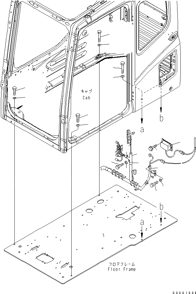 Схема запчастей Komatsu PC300LC-7E0 - КАБИНА (КРЕПЛЕНИЕ И БОЛТ) (С 12В КОНВЕРТЕР) КАБИНА ОПЕРАТОРА И СИСТЕМА УПРАВЛЕНИЯ
