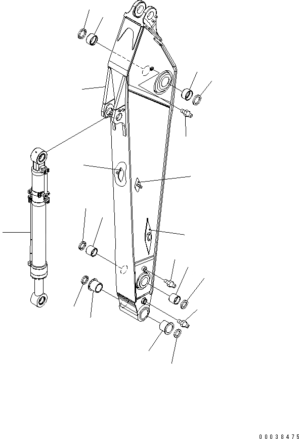 Схема запчастей Komatsu PC300LC-7E0 - РУКОЯТЬ (.M) (УСИЛ.) (С ДОПОЛН. ГИДРОЛИНИЕЙ) РАБОЧЕЕ ОБОРУДОВАНИЕ