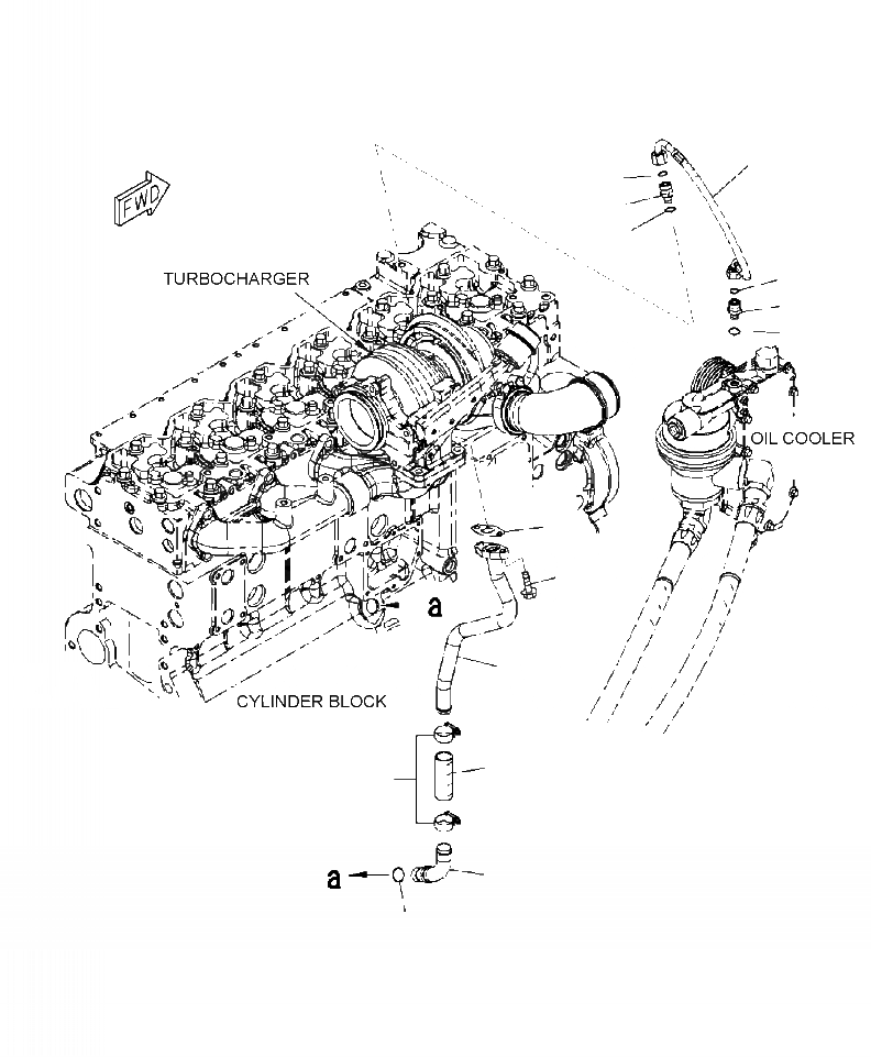 Схема запчастей Komatsu PC300LL-7E0 - A-AA8 МАСЛОПРОВОДЯЩИЕ ТРУБКИ ТУРБОНАГНЕТАТЕЛЯ ДВИГАТЕЛЬ