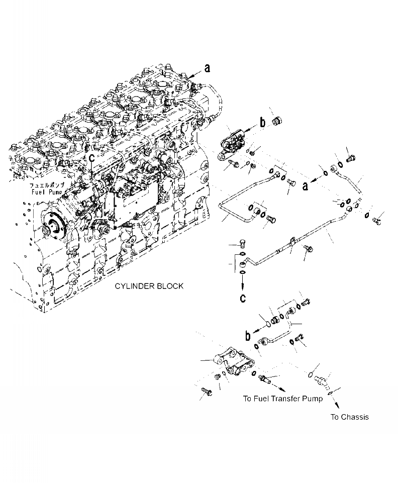 Схема запчастей Komatsu PC300LL-7E0 - A-AB ТОПЛИВОПРОВОД. ДВИГАТЕЛЬ