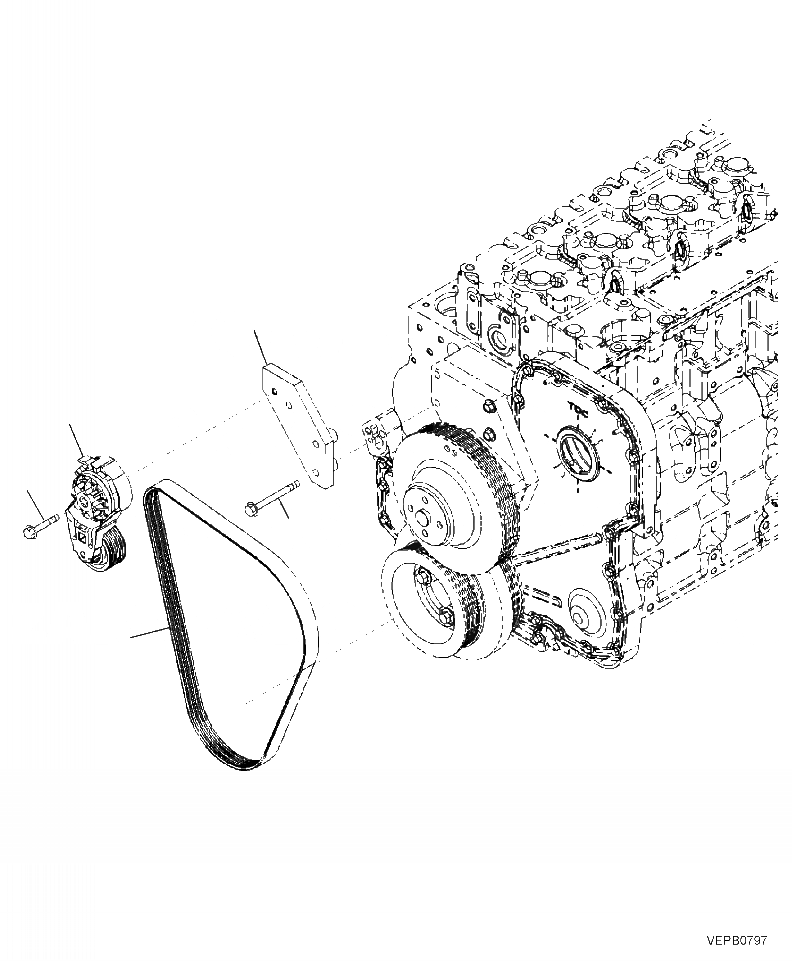 Схема запчастей Komatsu PC300LL-7E0 - A-AA8 ПРИВОД ВЕНТИЛЯТОРА РЕМЕНЬ И НАТЯЖИТЕЛЬ ДВИГАТЕЛЬ