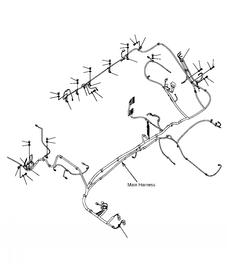 Схема запчастей Komatsu PC300LL-7E0 - E-H ОСНОВН. ПРОВОДКА КРЕПЛЕНИЕS И КРЕПЛЕНИЕ (/) ЭЛЕКТРИКА