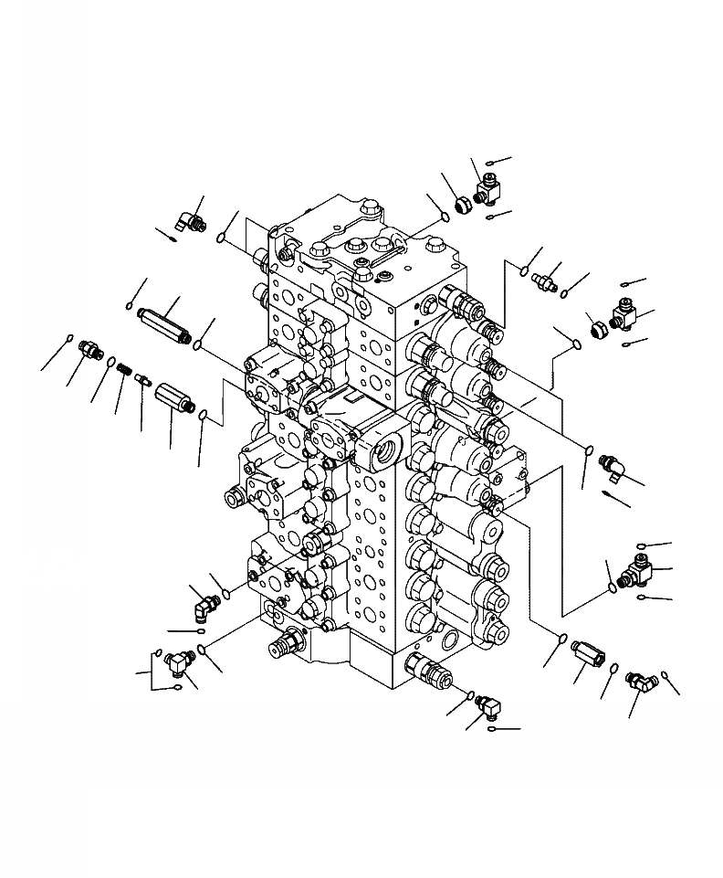 Схема запчастей Komatsu PC300LL-7E0 - H-H ОСНОВН. УПРАВЛЯЮЩ. КЛАПАН СОЕДИНИТЕЛЬН. ЧАСТИ (/) ГИДРАВЛИКА