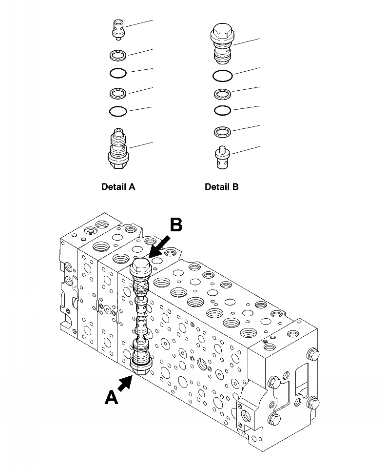 Схема запчастей Komatsu PC300LL-7E0 - H-H8 ОСНОВН. УПРАВЛЯЮЩ. КЛАПАН БЕЗОПАСН. ВСАСЫВ. КЛАПАН ГИДРАВЛИКА