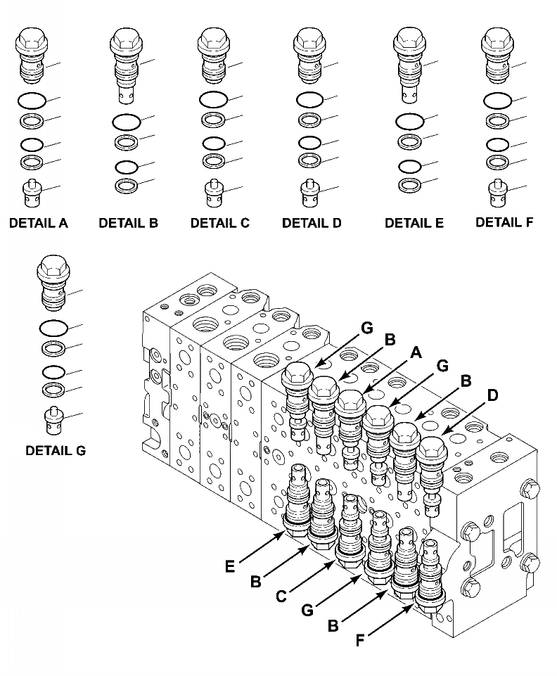 Схема запчастей Komatsu PC300LL-7E0 - H-HA ОСНОВН. УПРАВЛЯЮЩ. КЛАПАН PRESSURE COMPENSATION КЛАПАНS (/) ГИДРАВЛИКА