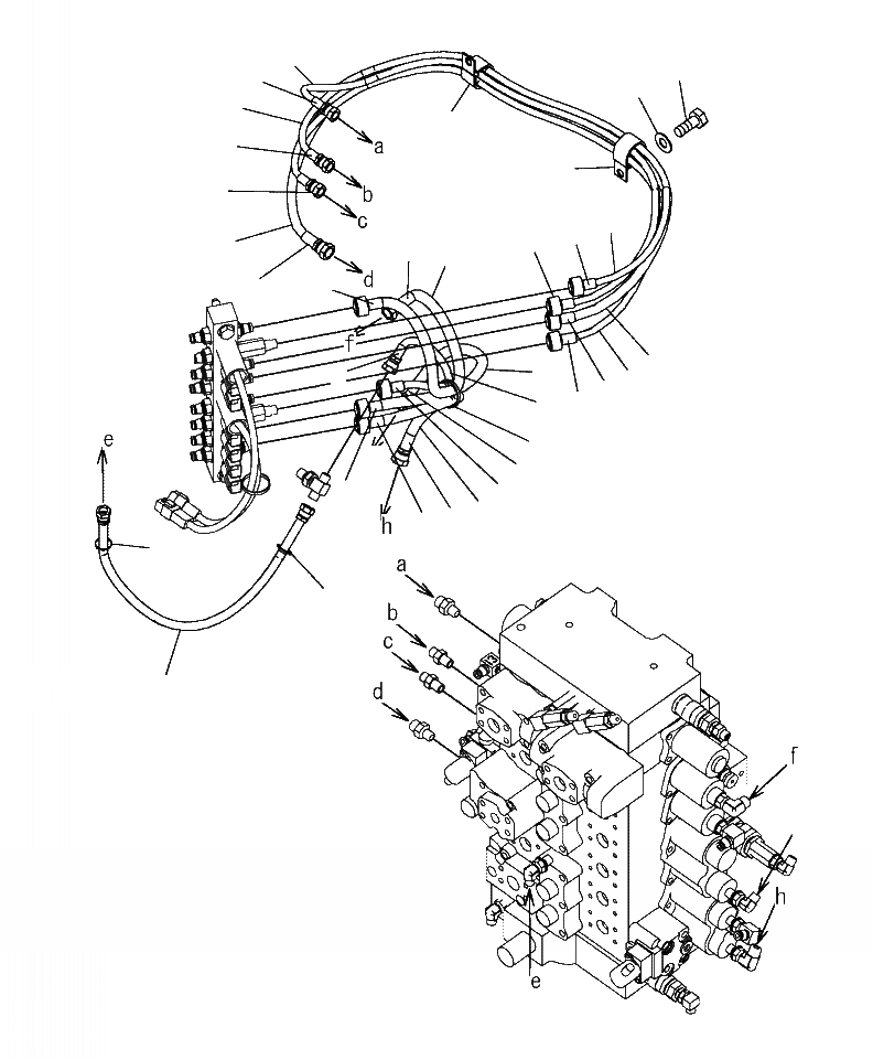 Схема запчастей Komatsu PC300LL-7E0 - H8-H ГИДРОЛИНИЯ ОСНОВН. ЛИНИЯ PPC (/) ГИДРАВЛИКА