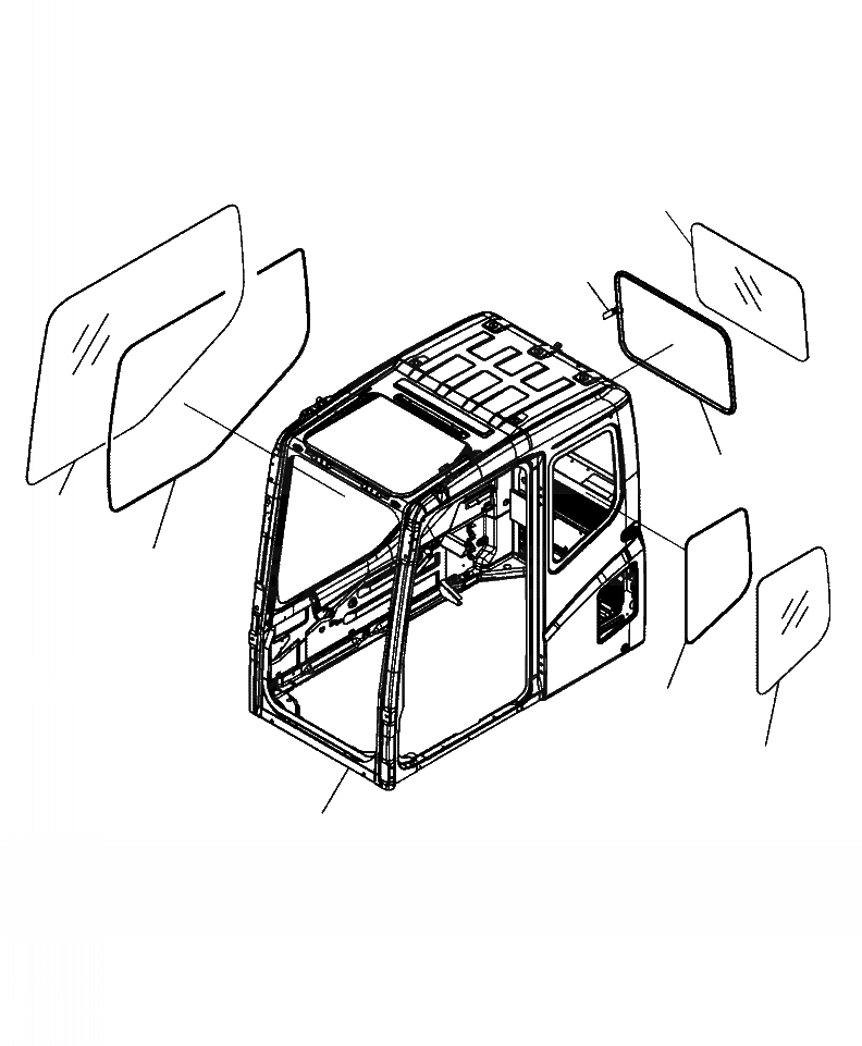Схема запчастей Komatsu PC300LL-7E0 - K-H КАБИНА  И ЗАДН. ОКНАS OPERATOR\XD S ОБСТАНОВКА И СИСТЕМА УПРАВЛЕНИЯ