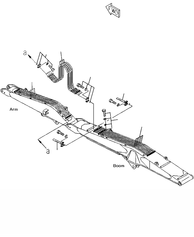 Схема запчастей Komatsu PC300LL-7E0 - T-7A LOG ПОГРУЗ. ШЛАНГИ СТРЕЛЫS И ТРУБКА ЛИНИИ РАБОЧЕЕ ОБОРУДОВАНИЕ