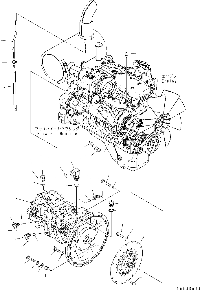 Схема запчастей Komatsu PC308USLC-3E0-W1 - ДАМПЕР¤ НАСОС И ПАТРУБКИ КОМПОНЕНТЫ ДВИГАТЕЛЯ