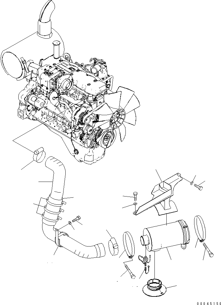 Схема запчастей Komatsu PC308USLC-3E0-W1 - ВОЗДУХООЧИСТИТЕЛЬ СОЕДИН-ЕS КОМПОНЕНТЫ ДВИГАТЕЛЯ