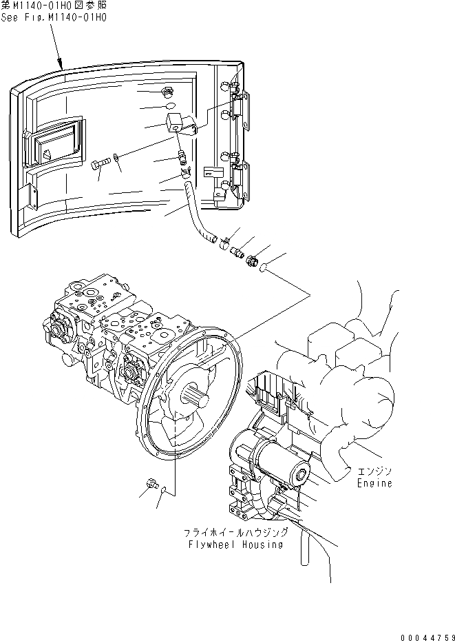 Схема запчастей Komatsu PC308USLC-3E0-W1 - ОСНОВН. НАСОС (СОЕДИНИТЕЛЬН. ЧАСТИ) ГИДРАВЛИКА