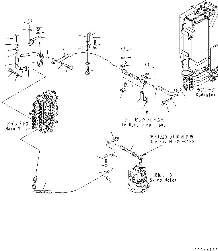 Схема запчастей Komatsu PC308USLC-3E0-W1 - МАСЛООХЛАДИТЕЛЬ ЛИНИЯ ГИДРАВЛИКА