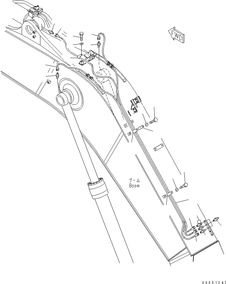 Схема запчастей Komatsu PC308USLC-3E0-W1 - СТРЕЛА (.8M) (СИСТЕМА СМАЗКИ) РАБОЧЕЕ ОБОРУДОВАНИЕ