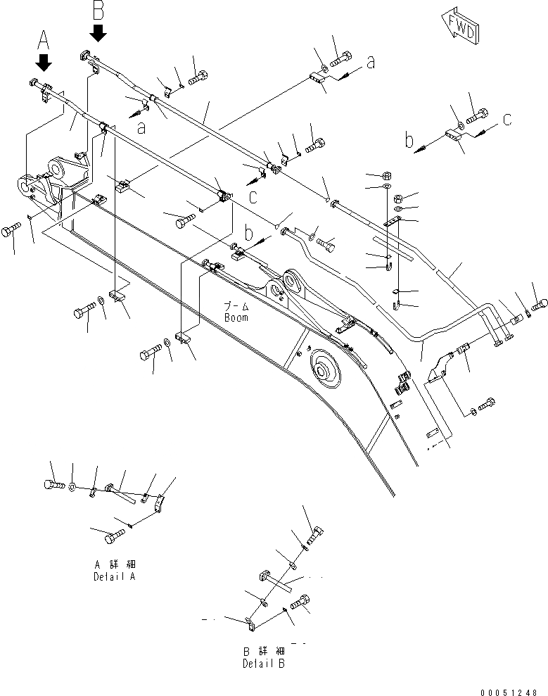 Схема запчастей Komatsu PC308USLC-3E0-W1 - СТРЕЛА (.8M) (ДОПОЛН. ГИДРОЛИНИЯ) РАБОЧЕЕ ОБОРУДОВАНИЕ