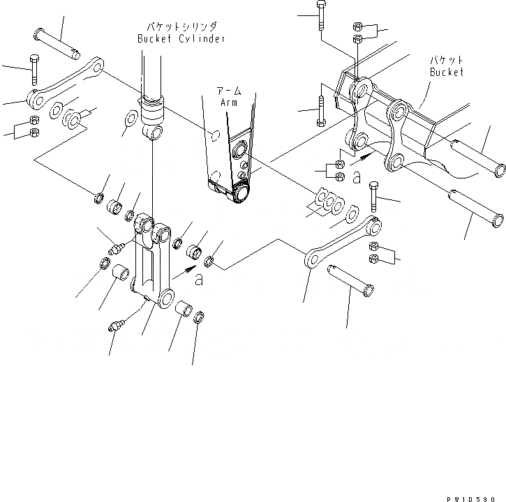 Схема запчастей Komatsu PC308USLC-3E0-W1 - РУКОЯТЬ (.M) (СОЕДИНЕНИЕ КОВША) ( ЧАС. СИСТЕМА СМАЗКИ) РАБОЧЕЕ ОБОРУДОВАНИЕ