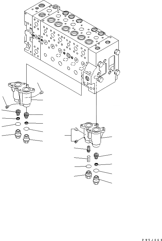 Схема запчастей Komatsu PC308USLC-3E0-W1 - ОСНОВН. КЛАПАН (-АКТУАТОР) (/9) ОСНОВН. КОМПОНЕНТЫ И РЕМКОМПЛЕКТЫ