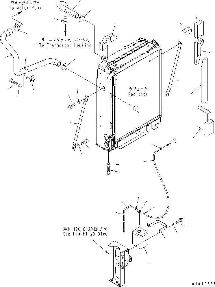 Схема запчастей Komatsu PC308USLC-3 - ОХЛАЖД-Е (ТРУБЫ¤ ВТОРИЧН. БАК И КРЕПЛЕНИЕ РАДИАТОРА)(№-) СИСТЕМА ОХЛАЖДЕНИЯ