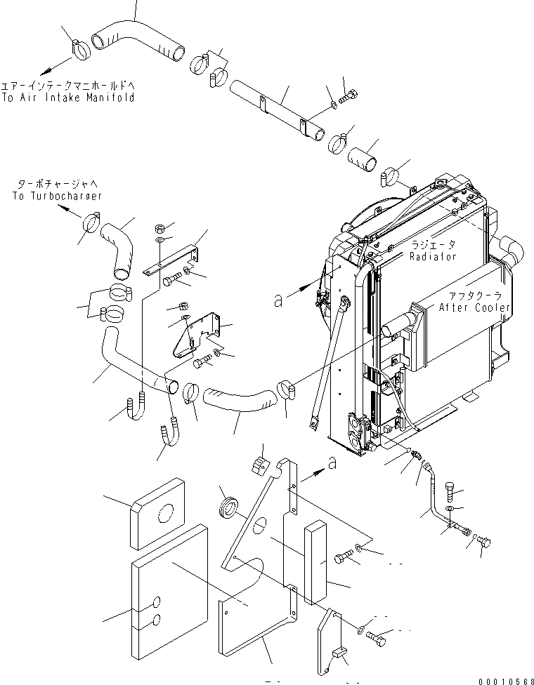 Схема запчастей Komatsu PC308USLC-3 - ОХЛАЖД-Е (ТРУБКИ ПОСЛЕОХЛАДИТЕЛЯ)(№-) СИСТЕМА ОХЛАЖДЕНИЯ