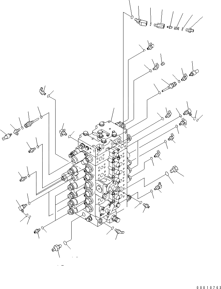 Схема запчастей Komatsu PC308USLC-3 - ОСНОВН. КЛАПАН (СОЕДИНИТЕЛЬН. ЧАСТИ) ( АКТУАТОР)(№-) ГИДРАВЛИКА