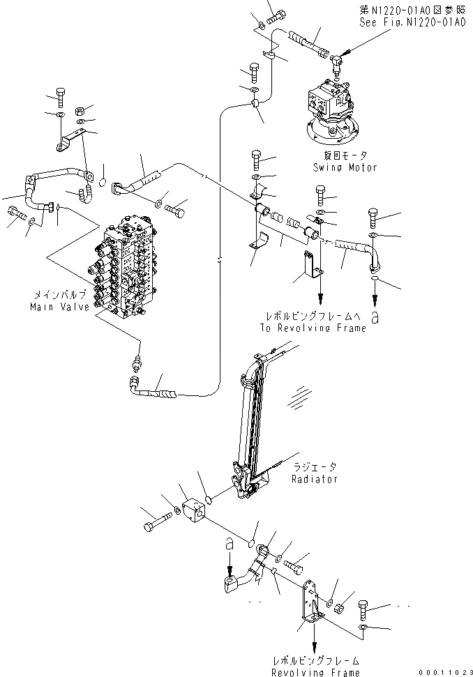 Схема запчастей Komatsu PC308USLC-3 - ЛИНИЯ МАСЛООХЛАДИТЕЛЯ( АКТУАТОР)(№-) ГИДРАВЛИКА