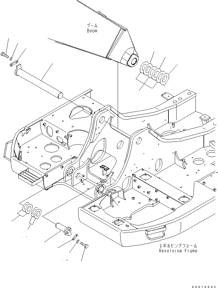 Схема запчастей Komatsu PC308USLC-3 - СТРЕЛА НИЖН. ПАЛЕЦ(№-) ОСНОВНАЯ РАМА И ЕЕ ЧАСТИ