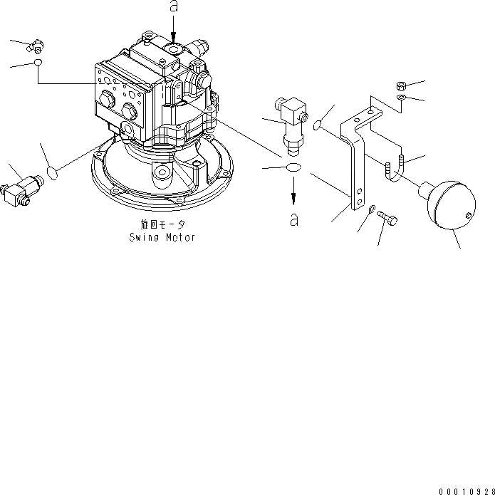 Схема запчастей Komatsu PC308USLC-3 - МОТОР ПОВОРОТА СОЕД-Е(№-) ПОВОРОТН. КРУГ И КОМПОНЕНТЫ