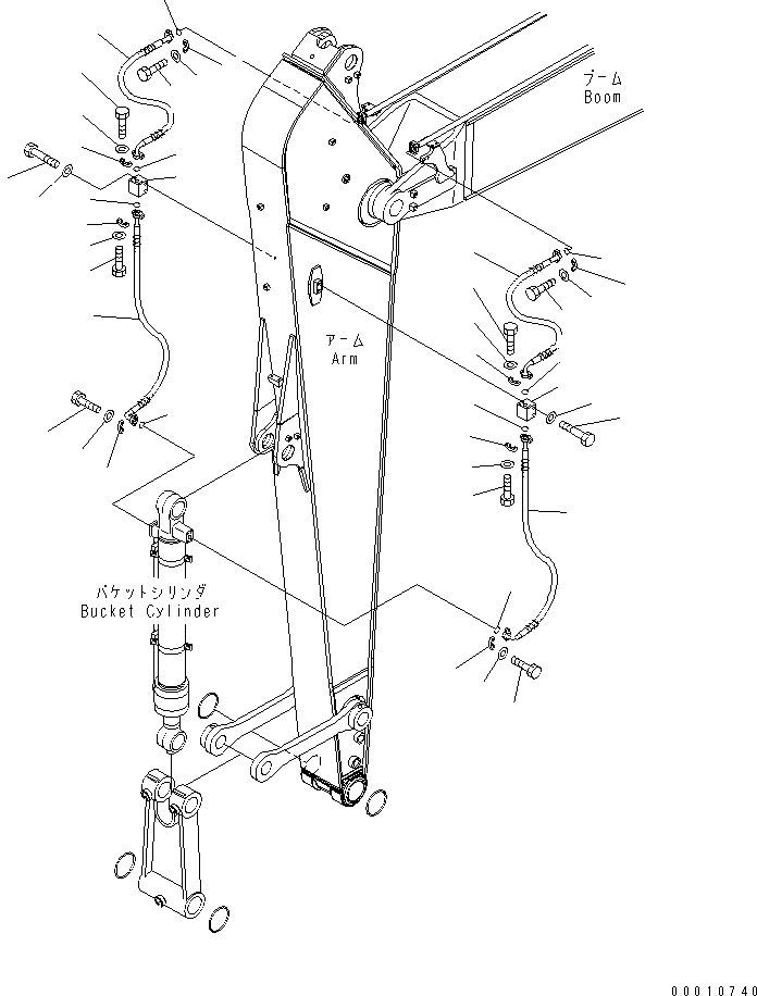 Схема запчастей Komatsu PC308USLC-3 - РУКОЯТЬ (ПАТРУБКИ ЦИЛИНДРА КОВША) (.M) РАБОЧЕЕ ОБОРУДОВАНИЕ
