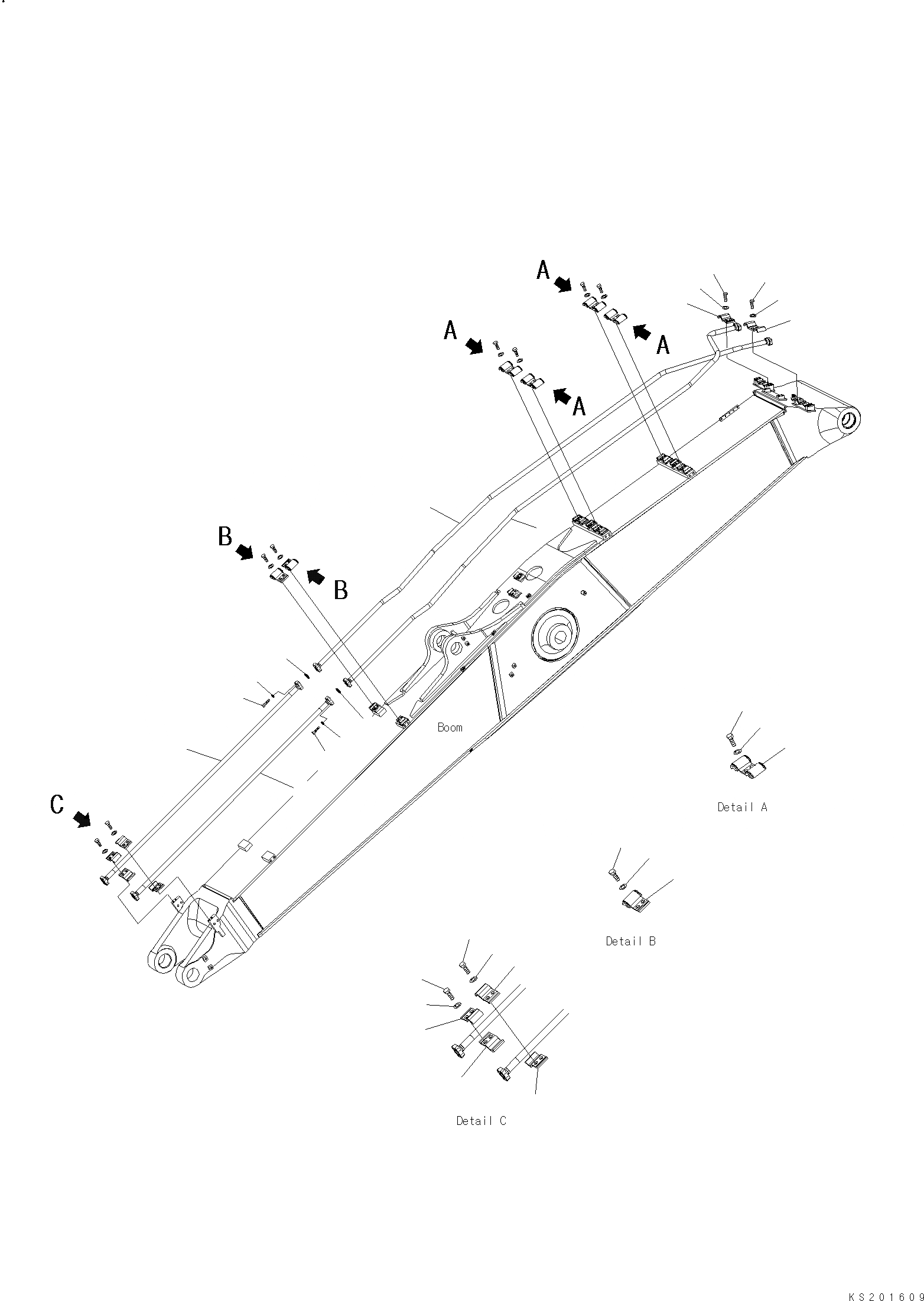 Схема запчастей Komatsu PC350LC - ПРЯМ. СТРЕЛА, ЦИЛИНДР КОВШАS T РАБОЧЕЕ ОБОРУДОВАНИЕ