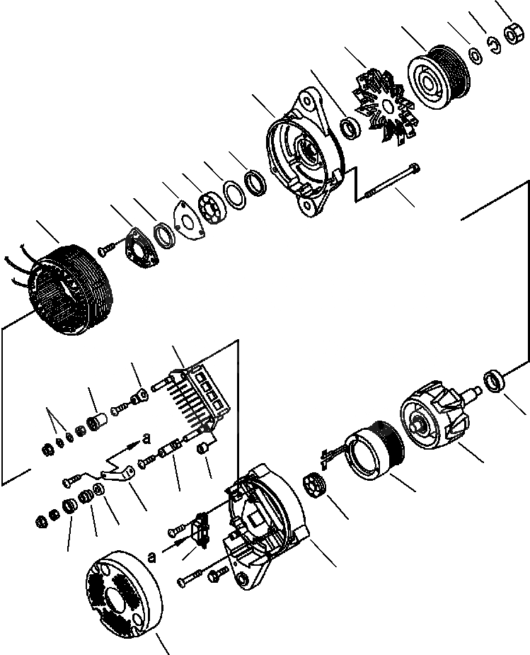 Схема запчастей Komatsu PC350HD-8 - A9-AA ГЕНЕРАТОР A ДВИГАТЕЛЬ
