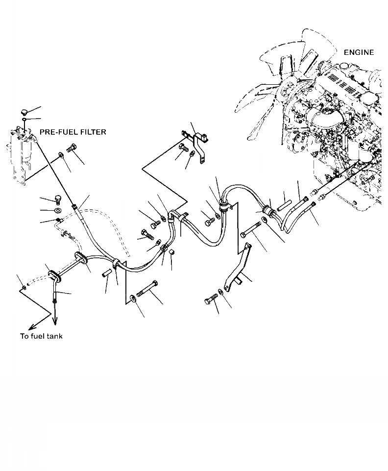 Схема запчастей Komatsu PC350HD-8 - D-A ТОПЛИВНАЯ ЛИНИЯ ШЛАНГИ И КРЕПЛЕНИЕ ТОПЛИВН. БАК. AND КОМПОНЕНТЫ