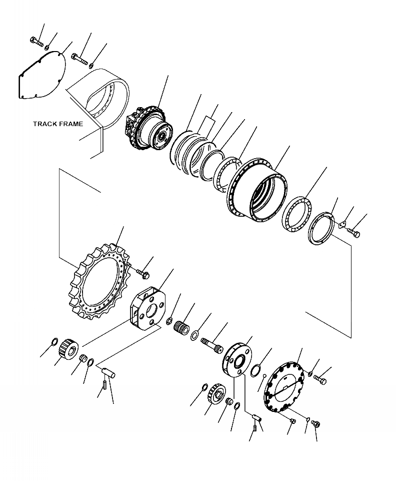 Схема запчастей Komatsu PC350HD-8 - P-A КОНЕЧНАЯ ПЕРЕДАЧА НИЖНЯЯ ГИДРОЛИНИЯ И ЛИНИЯ ХОДА