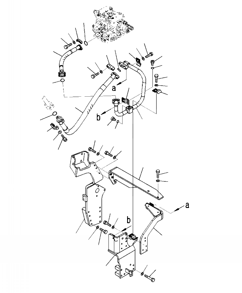 Схема запчастей Komatsu PC350LC-8 - H7-A НАВЕСНОЕ ОБОРУД-Е ОСНОВН. ЛИНИЯ, ЛЕВ. (-АКТУАТОР) ГИДРАВЛИКА