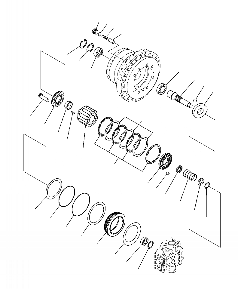Схема запчастей Komatsu PC350LC-8 - P-A МОТОР ХОДА (/) НИЖНЯЯ ГИДРОЛИНИЯ И ЛИНИЯ ХОДА