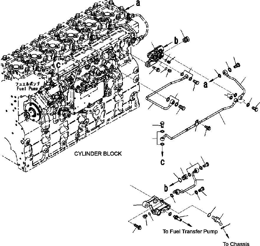 Схема запчастей Komatsu PC350LL-7E0 - A-AB ТОПЛИВОПРОВОД. ДВИГАТЕЛЬ