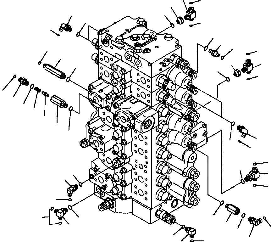 Схема запчастей Komatsu PC350LL-7E0 - H-H ОСНОВН. УПРАВЛЯЮЩ. КЛАПАН СОЕДИНИТЕЛЬН. ЧАСТИ (/) ГИДРАВЛИКА