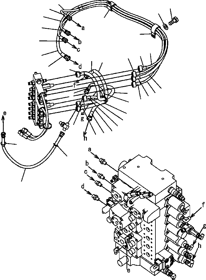 Схема запчастей Komatsu PC350LL-7E0 - H8-H ГИДРОЛИНИЯ ОСНОВН. ЛИНИЯ PPC (/) ГИДРАВЛИКА
