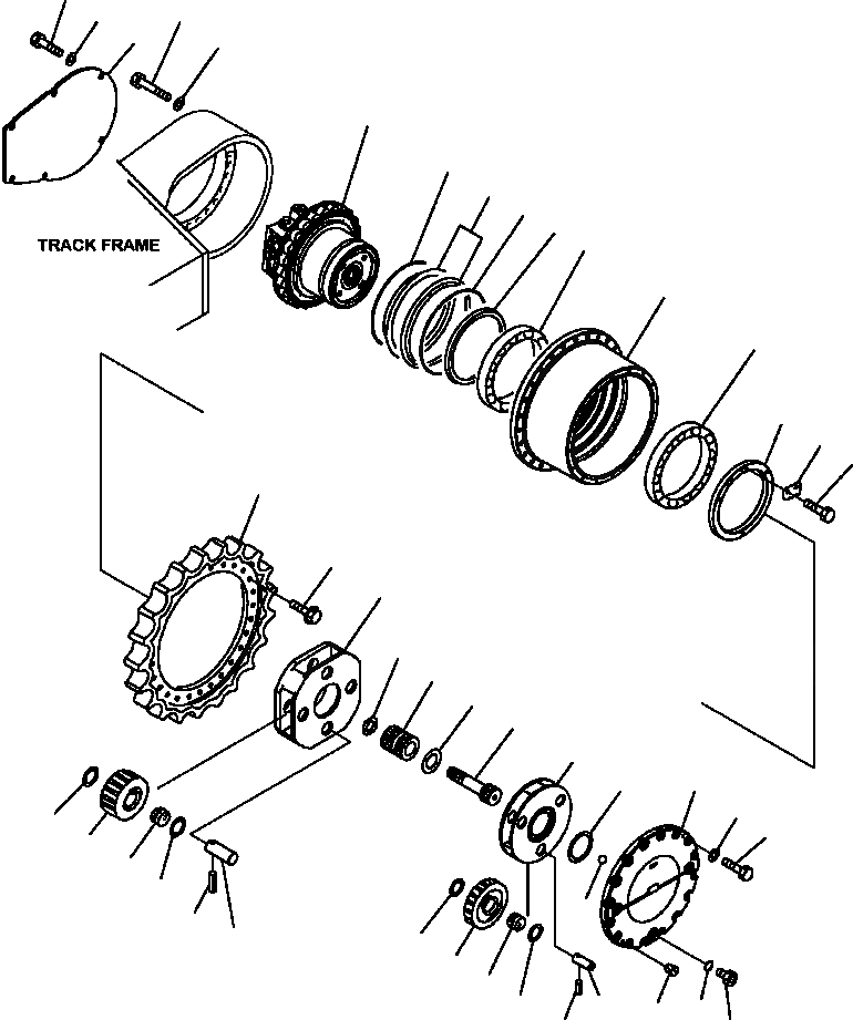 Схема запчастей Komatsu PC350LL-7E0 - P-A КОНЕЧНАЯ ПЕРЕДАЧА ORIGINAL RELEASE НИЖНЯЯ ГИДРОЛИНИЯ И ЛИНИЯ ХОДА