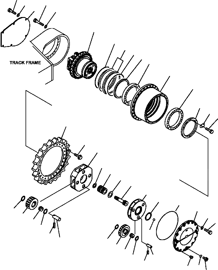 Схема запчастей Komatsu PC350LL-7E0 - P-A КОНЕЧНАЯ ПЕРЕДАЧА НОВ. RELEASE НИЖНЯЯ ГИДРОЛИНИЯ И ЛИНИЯ ХОДА