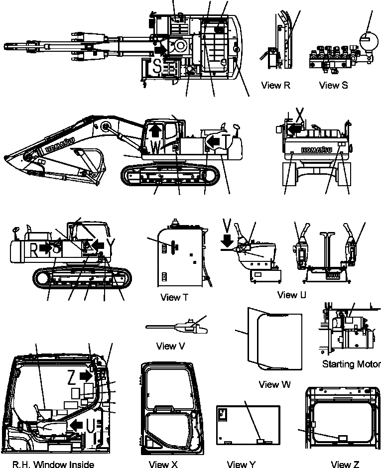 Схема запчастей Komatsu PC350LL-7E0 - U-A ТАБЛИЧКИ МАРКИРОВКА